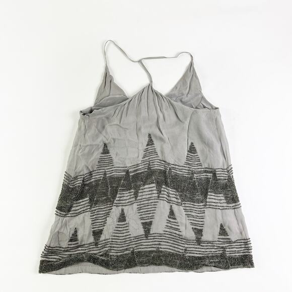 Ramy Brook grey silver silk beaded tank top Size XS flaws - Picture 2 of 10